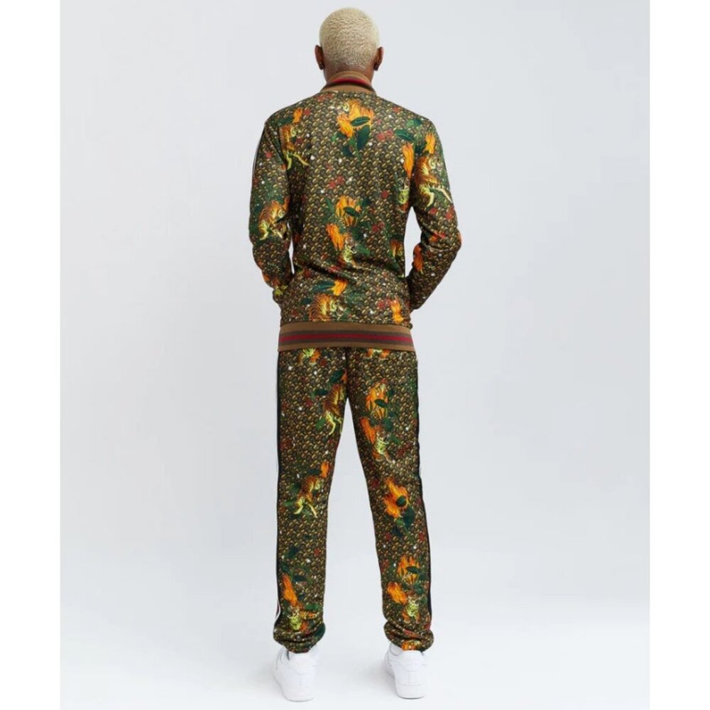 Reason Brand Tiger Print Monogram Track Set Tracksuit 2 Piece Men's Size 2XL XXL - Picture 8 of 10